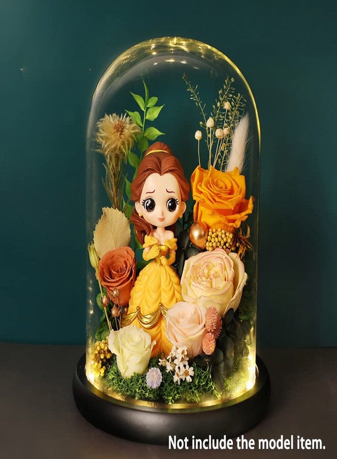 DuvinDD Glass Dome Cloche with LED Light Base Countertop Small Bell Jar Display Dome Clear Glass Display Case Deco, 4.33" D X 4.7" H, Gifts for Women - Image 5